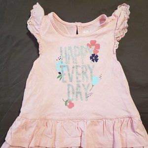 Flowy Blouse Floral Pink Ruffle Sleeve Happy Glitter Cotton 12 Month Carter's